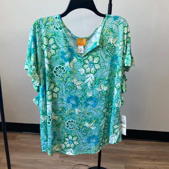 Ruby Rd. Tops - Ruby Rd top floral print pattern top with stretch boho casual office 2X